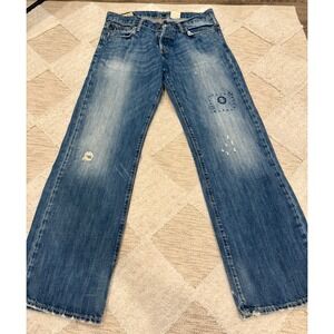 Y2K Abercrombie & Fitch Jeans Mens 32x34 Blue Kilburn Low Rise Boot Button Fly